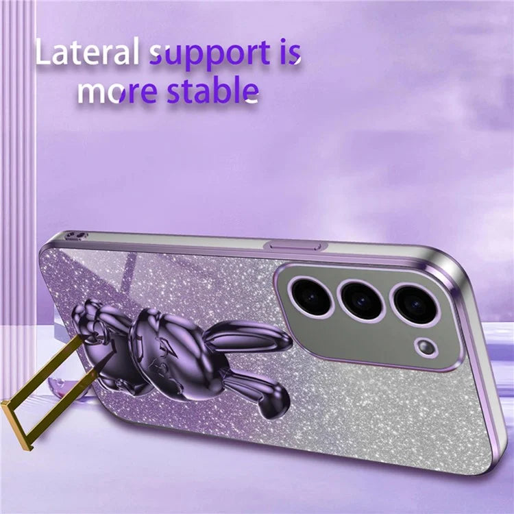 For Samsung Galaxy S23 Case Glitter Electroplated Mobile Phone Cover with Pull-out Kickstand