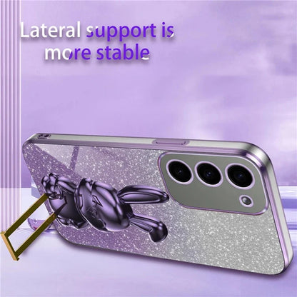 For Samsung Galaxy S23 Case Glitter Electroplated Mobile Phone Cover with Pull-out Kickstand
