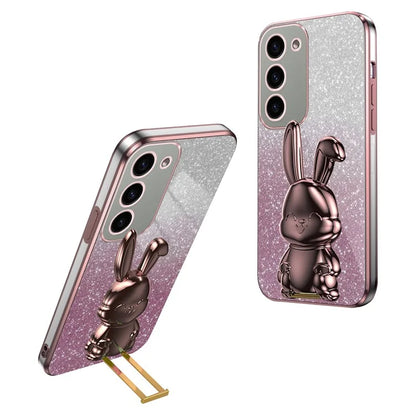 For Samsung Galaxy S23 Case Glitter Electroplated Mobile Phone Cover with Pull-out Kickstand