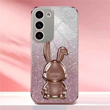For Samsung Galaxy S23 Case Glitter Electroplated Mobile Phone Cover with Pull-out Kickstand
