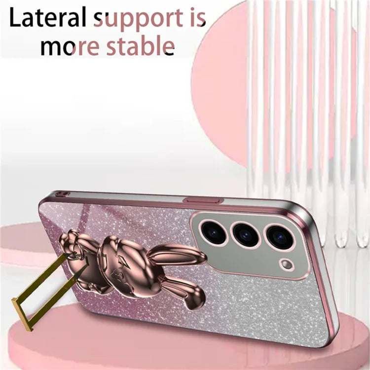 For Samsung Galaxy S23 Case Glitter Electroplated Mobile Phone Cover with Pull-out Kickstand