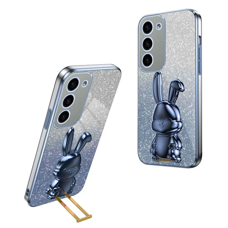 For Samsung Galaxy S23 Case Glitter Electroplated Mobile Phone Cover with Pull-out Kickstand