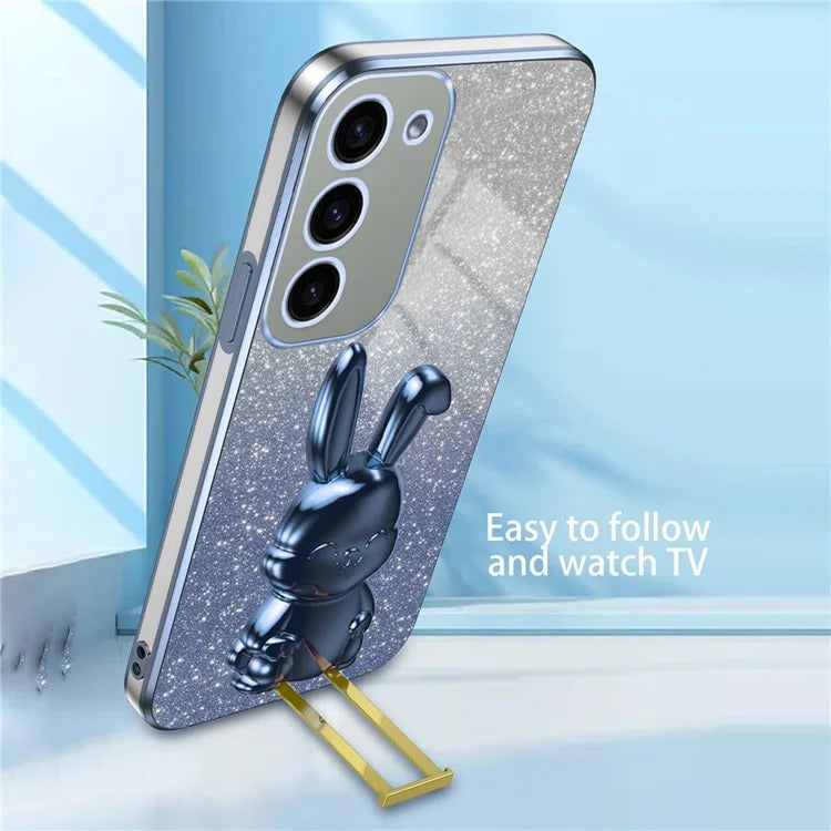 For Samsung Galaxy S23 Case Glitter Electroplated Mobile Phone Cover with Pull-out Kickstand
