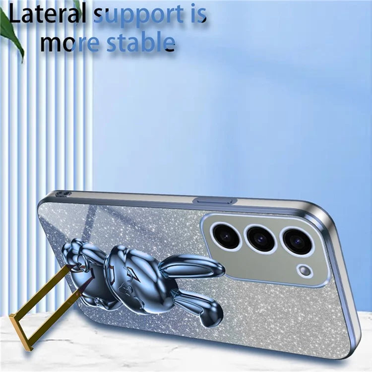 For Samsung Galaxy S23 Case Glitter Electroplated Mobile Phone Cover with Pull-out Kickstand