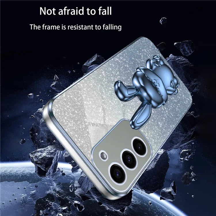 For Samsung Galaxy S23 Case Glitter Electroplated Mobile Phone Cover with Pull-out Kickstand