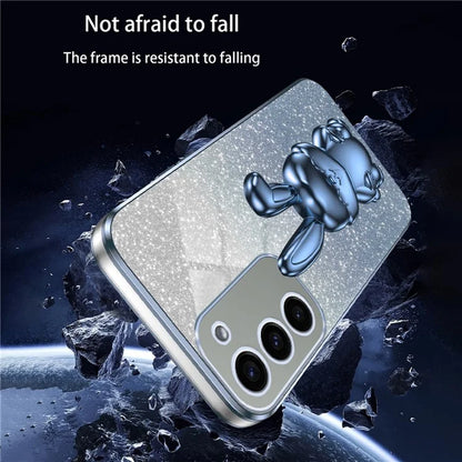 For Samsung Galaxy S23 Case Glitter Electroplated Mobile Phone Cover with Pull-out Kickstand