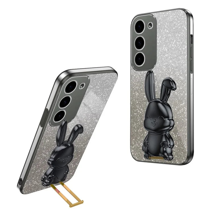 For Samsung Galaxy S23 Case Glitter Electroplated Mobile Phone Cover with Pull-out Kickstand