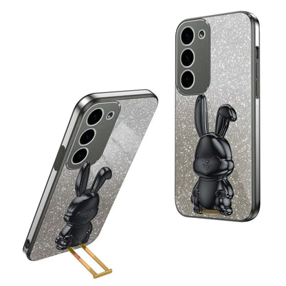 For Samsung Galaxy S23 Case Glitter Electroplated Mobile Phone Cover with Pull-out Kickstand