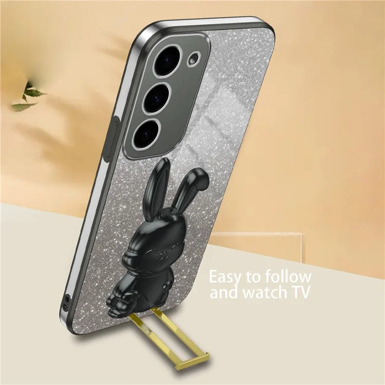 For Samsung Galaxy S23 Case Glitter Electroplated Mobile Phone Cover with Pull-out Kickstand