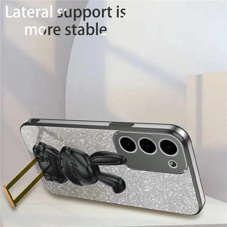 For Samsung Galaxy S23 Case Glitter Electroplated Mobile Phone Cover with Pull-out Kickstand