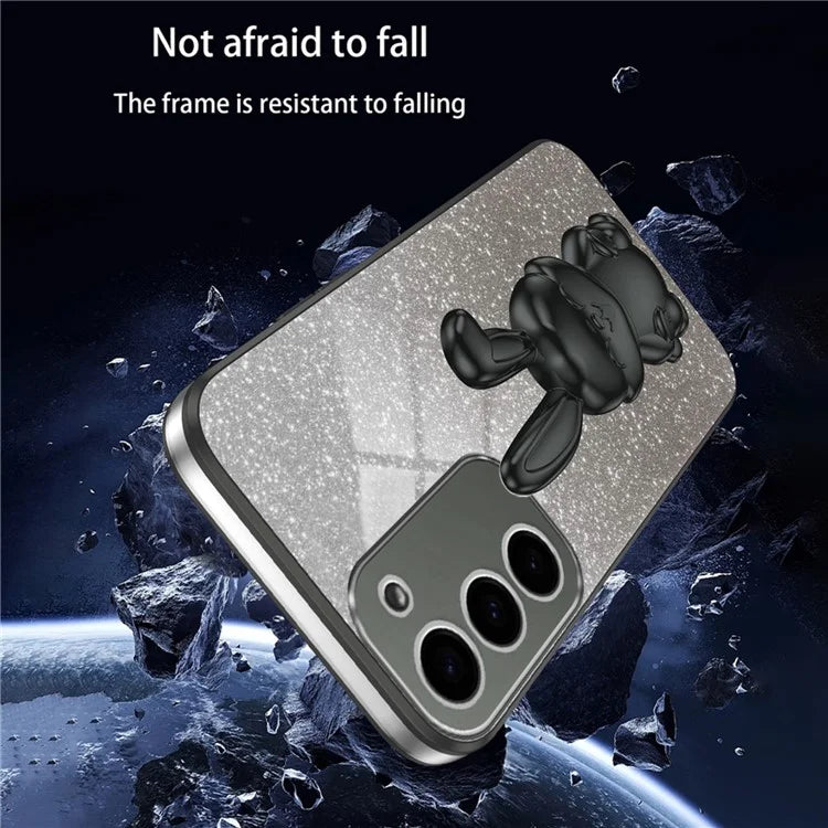 For Samsung Galaxy S23 Case Glitter Electroplated Mobile Phone Cover with Pull-out Kickstand