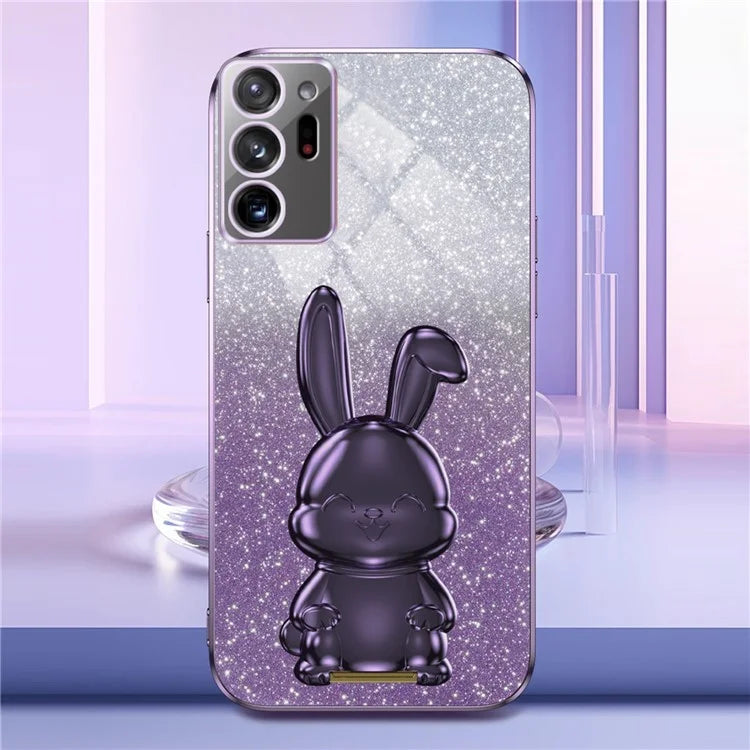 For Samsung Galaxy Note20 Ultra 5G / Note20 Ultra Case Electroplated Phone Back Cover with Pull-out Kickstand