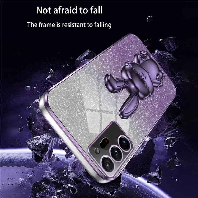 For Samsung Galaxy Note20 Ultra 5G / Note20 Ultra Case Electroplated Phone Back Cover with Pull-out Kickstand