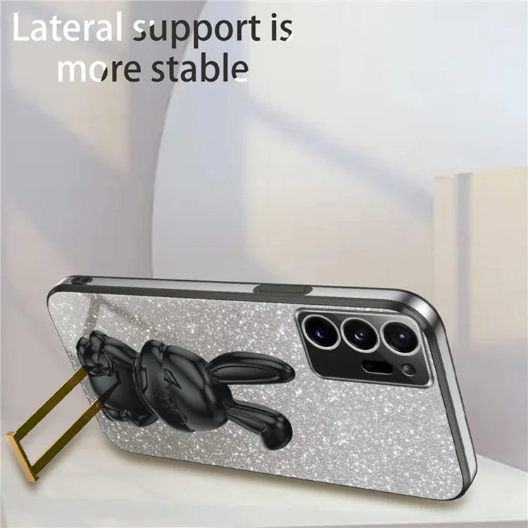 For Samsung Galaxy Note20 Ultra 5G / Note20 Ultra Case Electroplated Phone Back Cover with Pull-out Kickstand