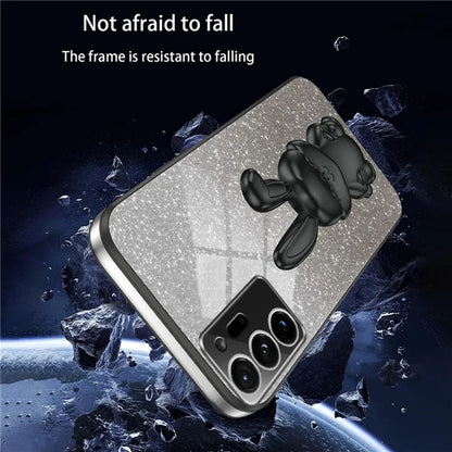 For Samsung Galaxy Note20 Ultra 5G / Note20 Ultra Case Electroplated Phone Back Cover with Pull-out Kickstand