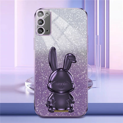 For Samsung Galaxy Note20 5G / Note20 Case Glitter Powder Rabbit Decor Phone Cover with Hidden Kickstand