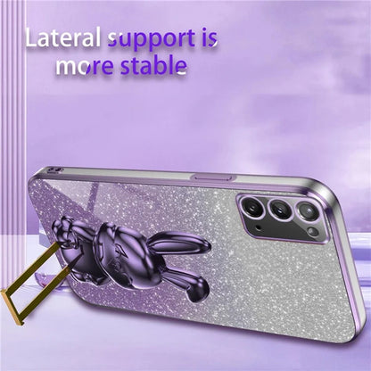 For Samsung Galaxy Note20 5G / Note20 Case Glitter Powder Rabbit Decor Phone Cover with Hidden Kickstand