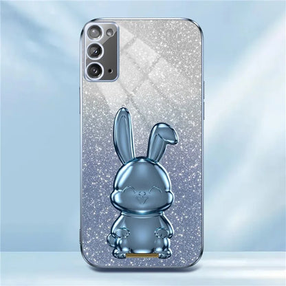 For Samsung Galaxy Note20 5G / Note20 Case Glitter Powder Rabbit Decor Phone Cover with Hidden Kickstand