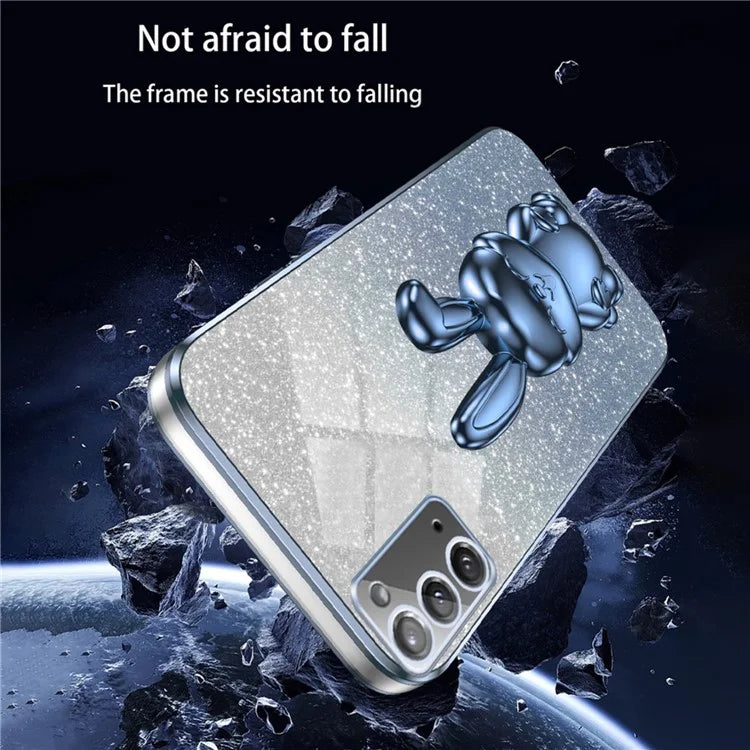 For Samsung Galaxy Note20 5G / Note20 Case Glitter Powder Rabbit Decor Phone Cover with Hidden Kickstand