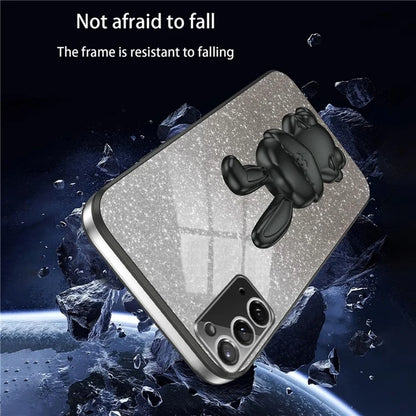 For Samsung Galaxy Note20 5G / Note20 Case Glitter Powder Rabbit Decor Phone Cover with Hidden Kickstand