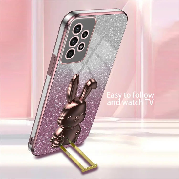 For Samsung Galaxy A13 4G / 5G Anti-Scratch Phone Cover Electroplating PC+TPU Phone Case with Kickstand