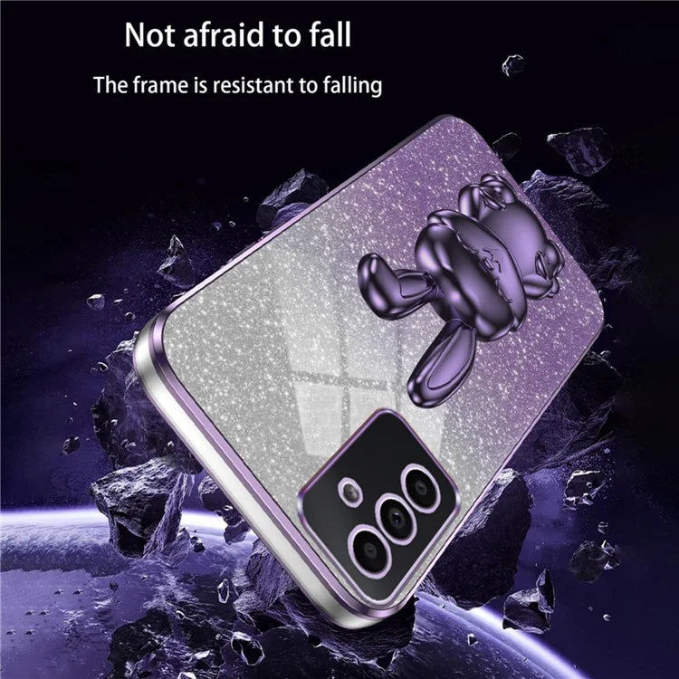 For Samsung Galaxy A14 5G / 4G PC+TPU Phone Case Glitter Powder Pull-Out Kickstand Cell Phone Shell