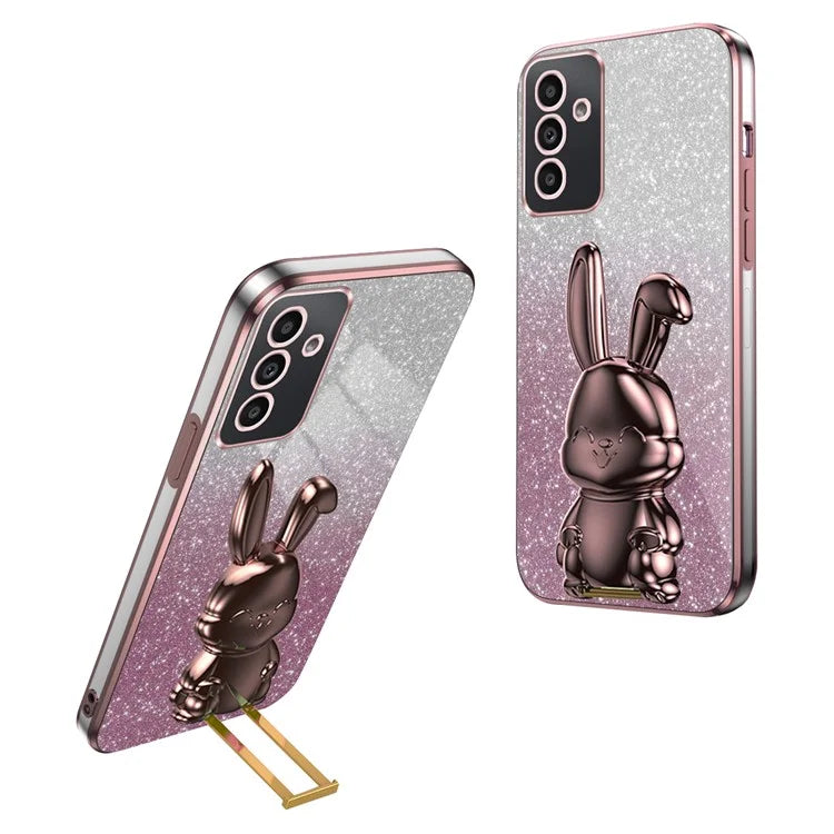 For Samsung Galaxy A14 5G / 4G PC+TPU Phone Case Glitter Powder Pull-Out Kickstand Cell Phone Shell