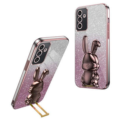 For Samsung Galaxy A14 5G / 4G PC+TPU Phone Case Glitter Powder Pull-Out Kickstand Cell Phone Shell