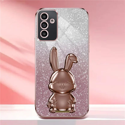 For Samsung Galaxy A14 5G / 4G PC+TPU Phone Case Glitter Powder Pull-Out Kickstand Cell Phone Shell