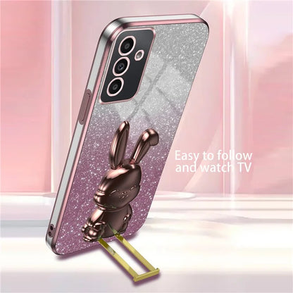 For Samsung Galaxy A14 5G / 4G PC+TPU Phone Case Glitter Powder Pull-Out Kickstand Cell Phone Shell