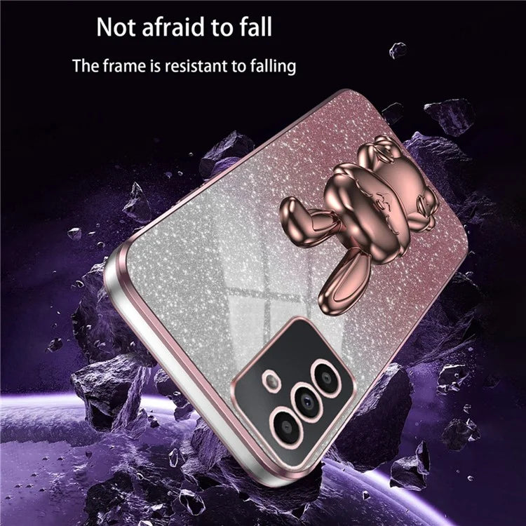 For Samsung Galaxy A14 5G / 4G PC+TPU Phone Case Glitter Powder Pull-Out Kickstand Cell Phone Shell