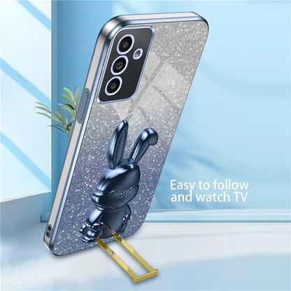 For Samsung Galaxy A14 5G / 4G PC+TPU Phone Case Glitter Powder Pull-Out Kickstand Cell Phone Shell