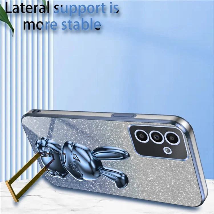 For Samsung Galaxy A14 5G / 4G PC+TPU Phone Case Glitter Powder Pull-Out Kickstand Cell Phone Shell