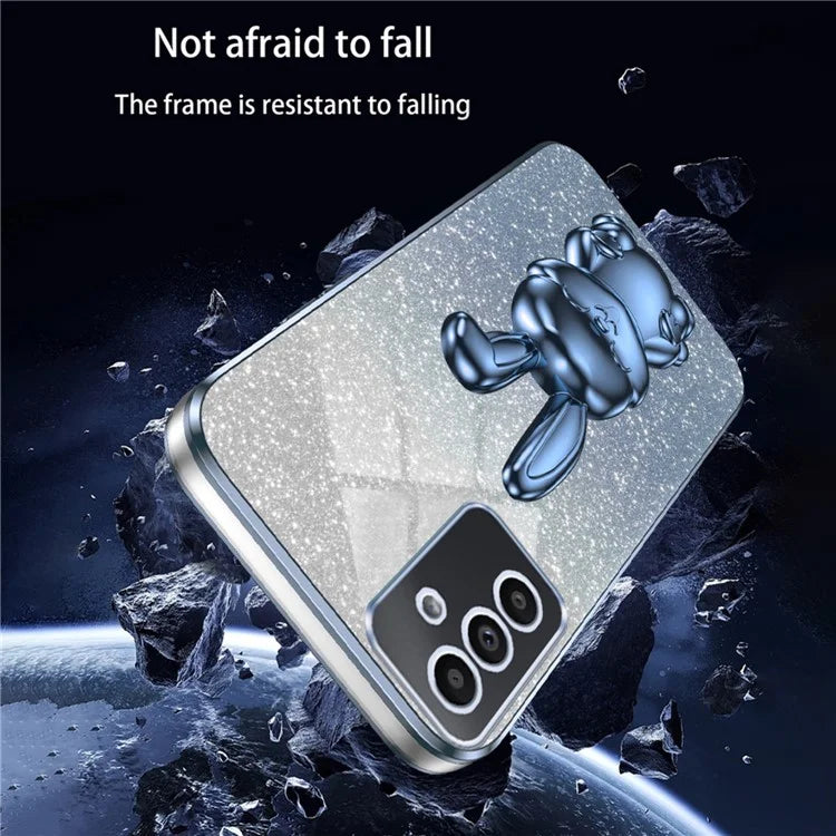For Samsung Galaxy A14 5G / 4G PC+TPU Phone Case Glitter Powder Pull-Out Kickstand Cell Phone Shell