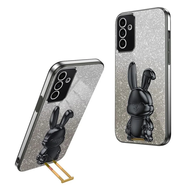 For Samsung Galaxy A14 5G / 4G PC+TPU Phone Case Glitter Powder Pull-Out Kickstand Cell Phone Shell