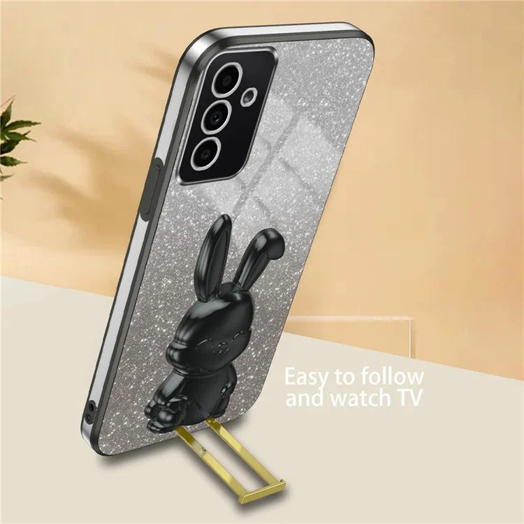 For Samsung Galaxy A14 5G / 4G PC+TPU Phone Case Glitter Powder Pull-Out Kickstand Cell Phone Shell