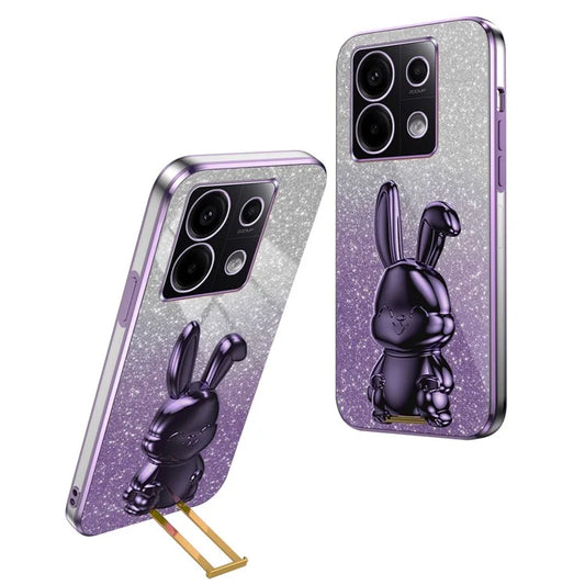 For Xiaomi Redmi Note 13 Pro 5G / Poco X6 5G Phone Case Lovely Rabbit PC+TPU Pull-out Kickstand Cover
