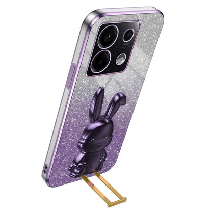 For Xiaomi Redmi Note 13 Pro 5G / Poco X6 5G Phone Case Lovely Rabbit PC+TPU Pull-out Kickstand Cover