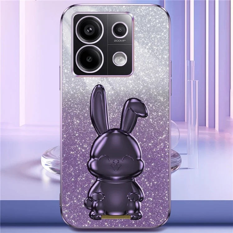 For Xiaomi Redmi Note 13 Pro 5G / Poco X6 5G Phone Case Lovely Rabbit PC+TPU Pull-out Kickstand Cover