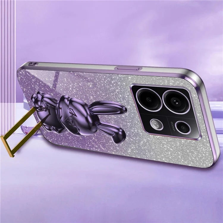 For Xiaomi Redmi Note 13 Pro 5G / Poco X6 5G Phone Case Lovely Rabbit PC+TPU Pull-out Kickstand Cover