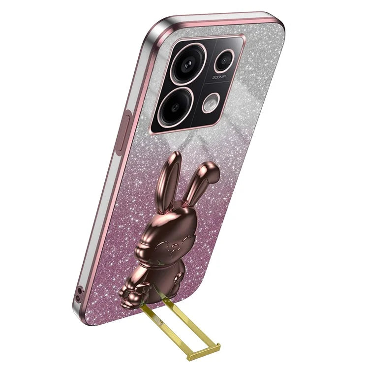 For Xiaomi Redmi Note 13 Pro 5G / Poco X6 5G Phone Case Lovely Rabbit PC+TPU Pull-out Kickstand Cover