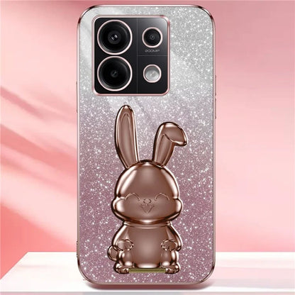 For Xiaomi Redmi Note 13 Pro 5G / Poco X6 5G Phone Case Lovely Rabbit PC+TPU Pull-out Kickstand Cover