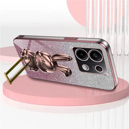 For Xiaomi Redmi Note 13 Pro 5G / Poco X6 5G Phone Case Lovely Rabbit PC+TPU Pull-out Kickstand Cover