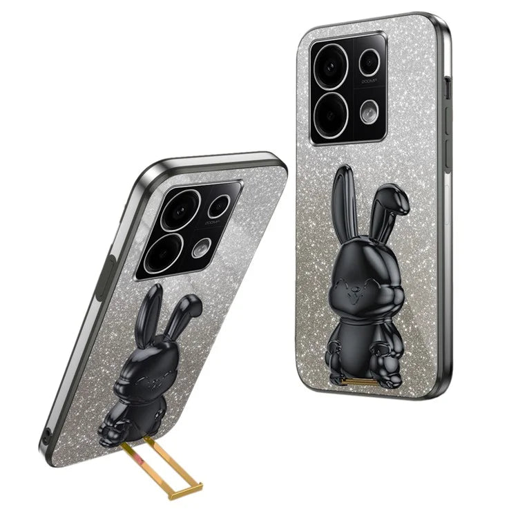 For Xiaomi Redmi Note 13 Pro 5G / Poco X6 5G Phone Case Lovely Rabbit PC+TPU Pull-out Kickstand Cover