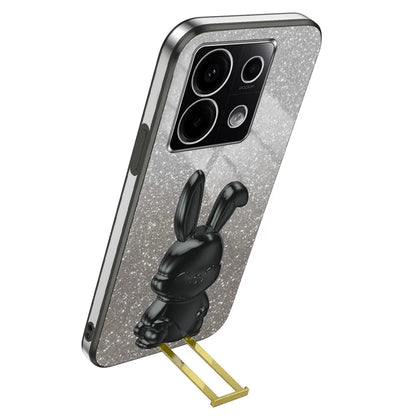 For Xiaomi Redmi Note 13 Pro 5G / Poco X6 5G Phone Case Lovely Rabbit PC+TPU Pull-out Kickstand Cover