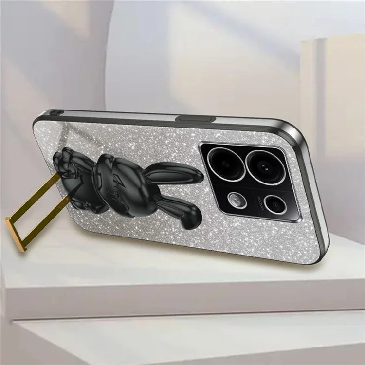 For Xiaomi Redmi Note 13 Pro 5G / Poco X6 5G Phone Case Lovely Rabbit PC+TPU Pull-out Kickstand Cover