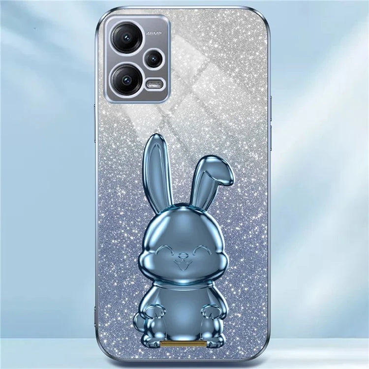 For Xiaomi Redmi Note 12 5G (Global) Phone Case Cute Rabbit Pull-out Kickstand Shockproof PC+TPU Cover