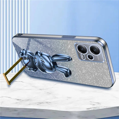 For Xiaomi Redmi Note 12 5G (Global) Phone Case Cute Rabbit Pull-out Kickstand Shockproof PC+TPU Cover