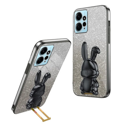 For Xiaomi Redmi Note 12 4G Case Cute Rabbit Anti-shock Phone Cover with Pull-out Kickstand