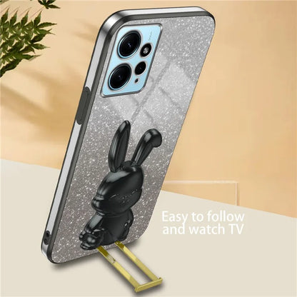 For Xiaomi Redmi Note 12 4G Case Cute Rabbit Anti-shock Phone Cover with Pull-out Kickstand